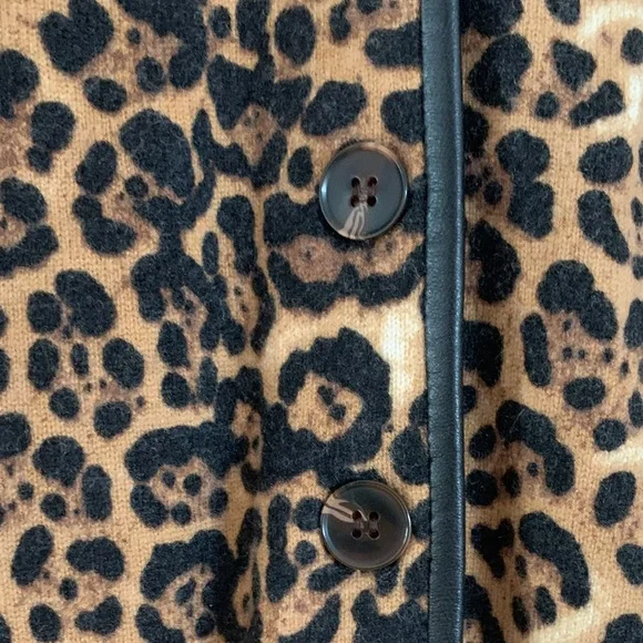 Neiman Marcus Cashmere Collection Leopard Print Cardigan NEW